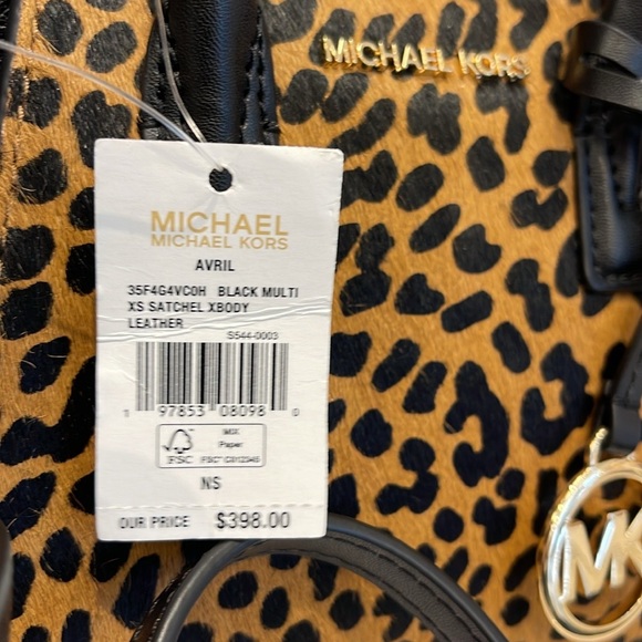 Michael Kors Avril Extra-Small Leather and Suede Satchel Crossbody Exotic Print - Picture 10 of 16